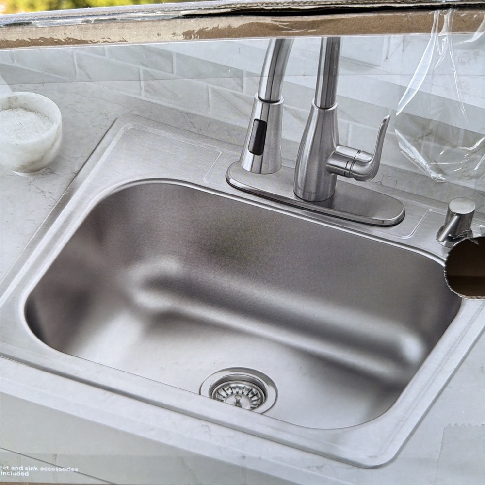Glacier Bay 25 in. Drop in Single Bowl 20-Gauge Stainless Steel Kitchen Sink